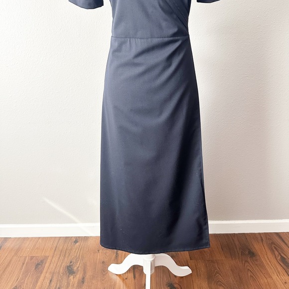 Soeur Phenomene Navy Blue Short Sleeve Wrap Midi Dress FR Size 36 US Size 4 NEW - Picture 4 of 15